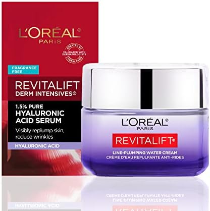 L'Oreal Paris Revitalift Micro Hyaluronic Acid + Ceramides Anti Aging Face Cream, Softer, Brighter & Smoother Skin, Fragrance Free 1.7 oz + Serum Sample
