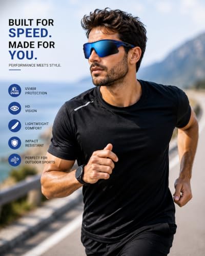 Image of Zynic Mens Stylish Sports Polarized Sunglasses with Case| UV400 Protection Classic Wrap Around Googles |Sports Shades for Driving,Cyclining Outdoor & Travel