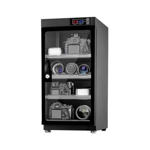JARYANNIX 50L Digital Camera Dehumidify Storage Dehumidifying Dry Cabinet Box 4 Layers for Camera Lens Electronic Equipment Electronic Dry Cabinet Storage with Temp & Humidity LED Screen