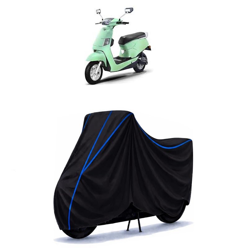Image of Scooty Cover Water Resistant for BGauss | Universal Scooter & Bike Cover | Heavy Duty UV Dust, Rain & Scratch Protection | Elastic Fit All Weather Indoor Outdoor | Black with Blue Piping