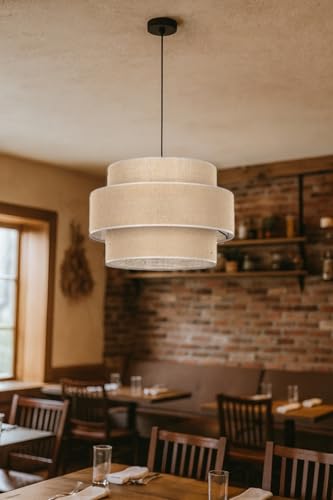Image of AKWAY Jute Hanging Lamp | Boho Ceiling Lamp for Bedroom, Living Room | Natural Jute Pendant Light | Perfect for Living Room, Dining Room or Office Lighting - (12 inch D x 10 inch H) - Dhrish
