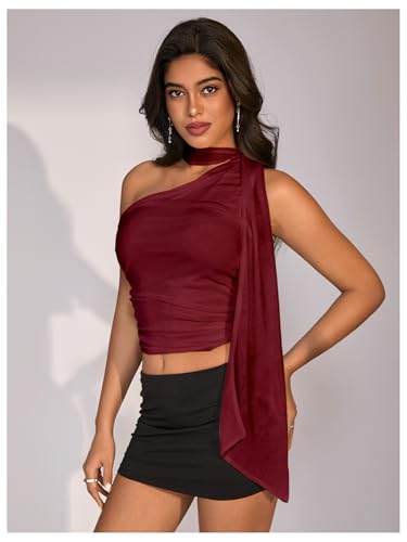 Image of RoseSeek Women's Y2K Leopard Polka Dots Halter Asymmetrical Neck Crop Tops
