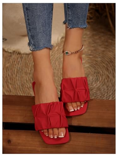 Image of GORGLITTER Women's Summer Cute Flat Sandals Dress Slide Sandals Square Toe Wedding Shoes Vacation Trendy Sandals 2026