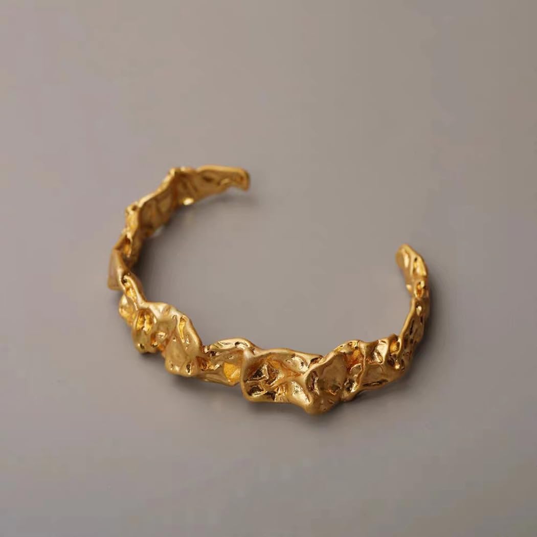 FUTIMELY Irregular Chunky Hammered Cuff Bracelets for Women Adjustable Gold Geometric Texture Thick Open Bangle Bracelet Trendy Punk Statement Jewelry Gift - Image 7