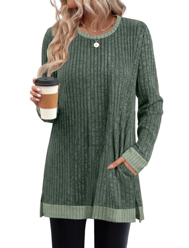 Image of Sampeel Long Sleeve Shirts for Women Tunic Sweaters Fall Fashion Outfits