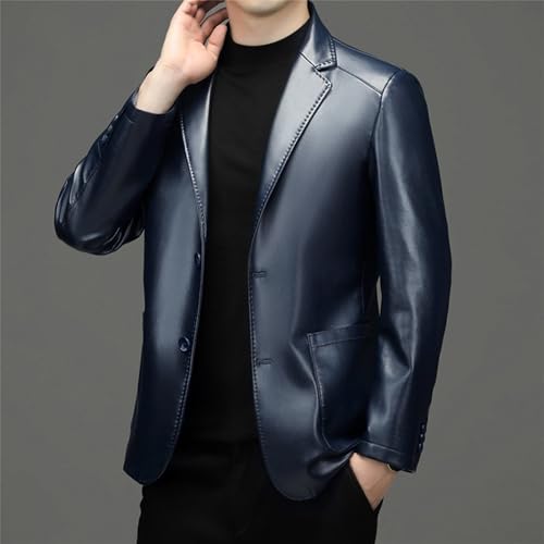 Blazer de cuero casual para hombre miniatura 5