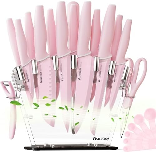Amazon.com: Paris Hilton 10 Piece Cutlery Block Set, Pink Knife Set ...