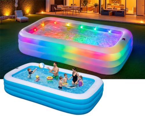 Inflatable Pool for Adults and Kids 130x72x22 Inflatable Pools with Lights