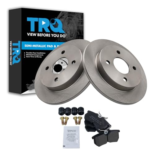 Image of TRQ Rear Brake Pad and Rotor Set Semi Metallic Solid Rotors