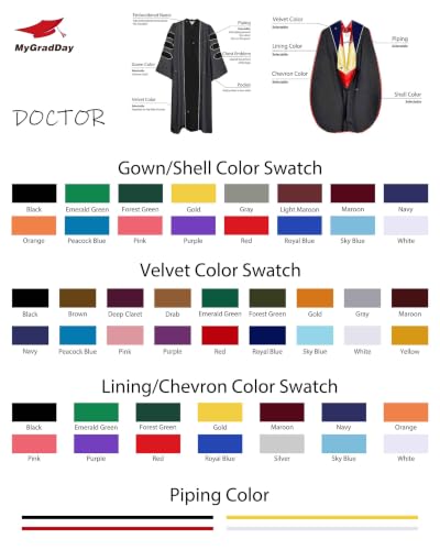 Image of MyGradDay Unisex Deluxe Graduation Doctorate Robe with Gold Piping Available for Customization