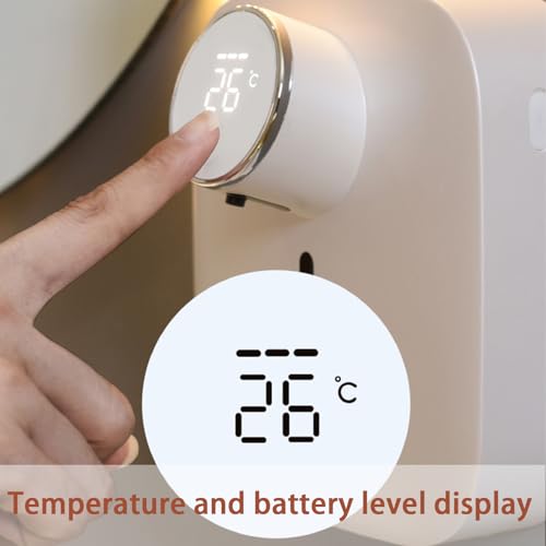 Image of Automatic Soap Dispenser Touchless,Soap Dispenser for Kitchen Sink,Foaming Soap Dispensers-Rechargeable, Adjustable Foam Volume with Digital Display & Temperature Monitoring (White)