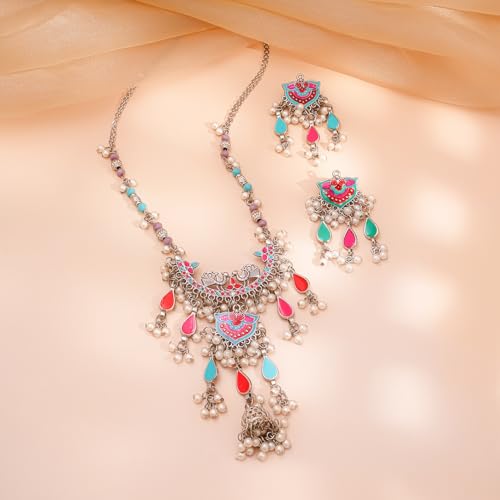 Image of Rubans Oxidised Necklace Set Indian Tribal Style Ethnic Jewellery Gift for Women & Girls