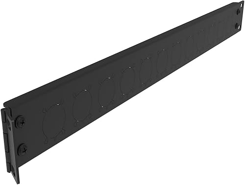 Miniatura 2 de Jingchengmei Panel de conexión con bisagras de 12 puertos, pasosorificios, conectores tipo D de 1U de 19 pulgadas para montaje en rack, audio con