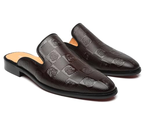 Mens Backless Loafers Genuine Leather Mules Shoes