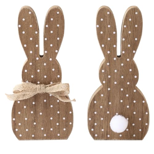 xianshi Osterdeko,2 Pcs Osterhase Deko,Osterhasen Holz Figuren Aufsteller Ostern Hase Deko,Osterdeko...