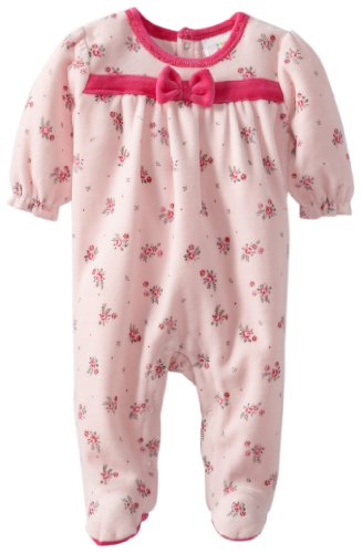 Disney Baby Girls' Newborn Flowers V Footie, Pink, 3-6 Months