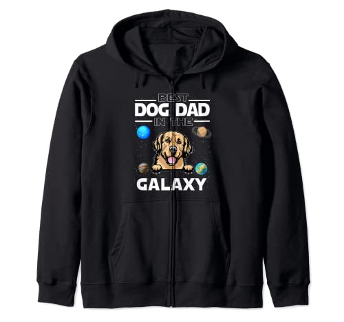 Best Dog Dad In The Galaxy Golden Retriever Puppy Dogs Lover Felpa con Cappuccio