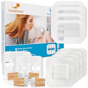 Emergency Wound Closure Strips – 16Pcs Laceration Closure Kit – 2 Types Zipstitch Wound Closure Device – Quick Clot Stitchles Suture Kit Bandaids Butterfly Bandages