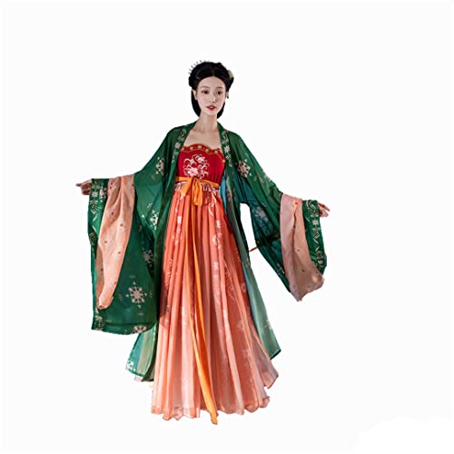Mkjuuior Ropa tradicional china bordado impresión mujeres Tang sistema Hanfu he Zi falda clásica fiesta espectáculo etapa vestido 2 unids s