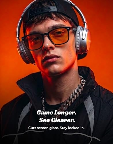Image of TIJN Premium Blue Light Blocking Glasses for Women Men Computer Gaming Use | Square TR90 Frame Nerd Eyeglasses Anti Blue Ray with Red, Orange, Clear Lens for Computer, Phone, TV and Evening Screen Use