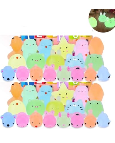 Image of Glow in The Dark Mini Squishy Animal Toys, Kawaii Stress Relief Mochi Squishies,, (20 Pieces)