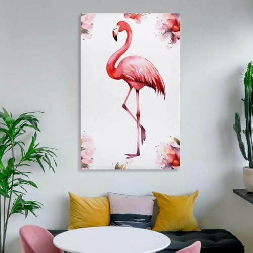 Toile murale flamant rose grand format 60x90 poster suspendre - 6