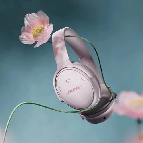 Image of Bose QuietComfort Headphones - Wireless Bluetooth Headphones, Active Over Ear Noise Cancelling and Mic, Deep Bass Bundle + Desktop Headphone Stand + Green Extreme Dual Wall Charger (Petal Pink)