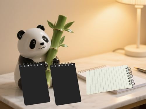 Cuadernos pequeños de rayas con tapa dura negra para evitar descuidos 4