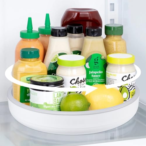 BillyBath Lazy Susan - Piatto girevole per frigorifero, 25 cm, portaspezie da cucina, organizer per spezie, antiscivolo, girevole per cucina, magazzino, dispensa, armadio, tavolo, piano di lavoro