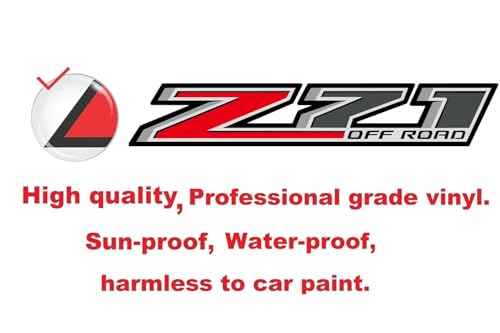 Image of Set of 2 PCS Z71 Off Road Decals Stickers Compatible with Chevy Silverado Sierra Truck Pickup Bedside, Auto Decoration Accessories Emblem (Red and Gray)
