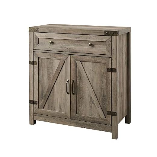 Walker Edison Cass Modern Farmhouse Double Barn Door Accent Cabinet, 30 Inch, Grey Wash