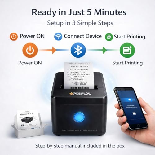 Image of 80mm Thermal Receipt Printer KP307-UEWB | USB+LAN + WiFi+ BT | Heavy Duty Auto Cutter | Fast Billing Printer for Restaurant, Retail, POS, KOT & Token Printing (PSFKP307-(USB+LAN+WiFi+BT))