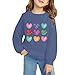 Girls Cute Sweatshirts Heart Print Oversized Teen Girls Graphic Sweat Shirts Valentine Tween Preppy Clothes Fall Winter Outfits Kids Pullover Sweater Long Sleeve Hoodies Navy Size 10-12 Years