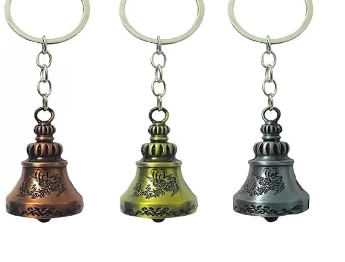 Image of Classic Antique Tibetan Temple Bell Shaped Keyring for Gift Gaurdian bell for Car Bike Bags Metal Key ring Key Chain Bag Charm Gift