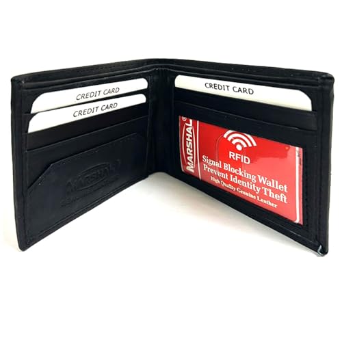 1 Mens Bifold RFID Blocking Leather Wallet Money Clip Credit Card Slots Black RFID Blocking Genuine Premium Leather Credit Card ID Business Card Holder Wallet RFID P 70 Driver’s License Debit Credit2