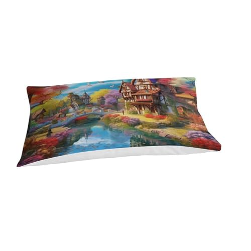 Housse de couette impression 3D montagne en microfibre résistante 135x200