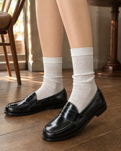 Ginmewrae Womens Lace Socks, Ruffle Crew Socks 5 Pairs Cute Breathable Cotton Casual Frilly Ultra Thin Ankle Socks for Summer - image 3