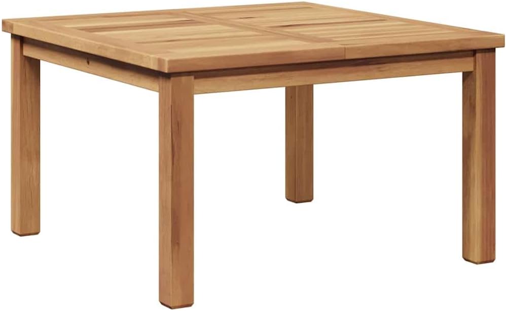 Solid Teak Wood Coffee Table, 23.62-Inch Square Outdoor Patio Low Table, Minimalist Garden Side Table for Deck, Balcony, Backyard, and Living Room Furniture