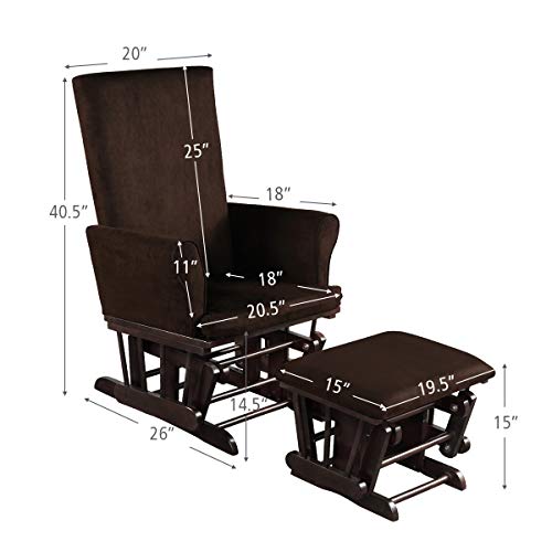 Costzon Baby Glider And Ottoman Cushion Set, Wood Baby Rocker Nursery Furniture For Napping, Nursing, Reading, Upholstered Hoop Glider & Ottoman Comfort Nursery Chair W/Padded Armrests (Brown) #TOP2