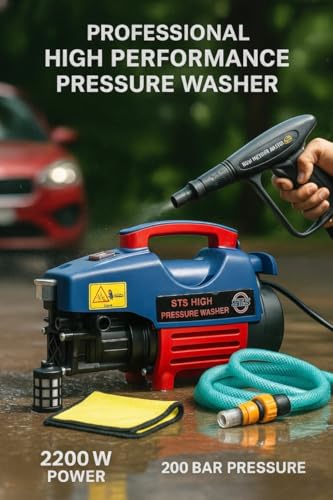 Image of STS Professional High Performance Electric Pressure Washer, 2200W, 200 Bar, for Car, Bike & Home Cleaning