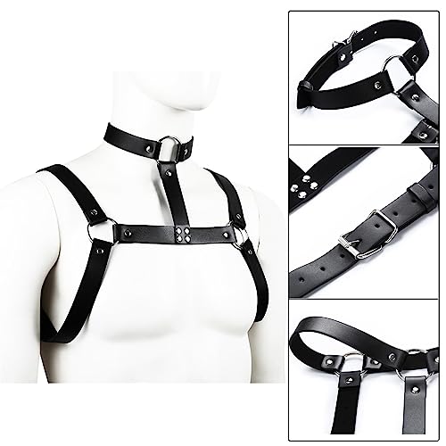 Men's Harness Belt Costume PU Leather Body Chest for Men, Sexy Punk Body Harness Belt, Adjustable Buckle Clothes Outfits, Nightclub Cosplay Clubwear #14