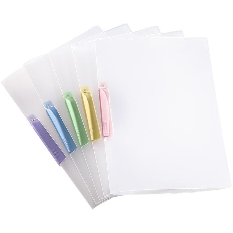 Image of A4 Size Plastic Document File Folder, PVC Material, Blue, Modern Style, Button Closure, Transparent Pastel Design, 18x26x2.5 cm, for Office School Home Use (10)