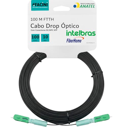 Cabo De Fibra Óptica Drop 100 Metros Montado Sc/Apc eFacini