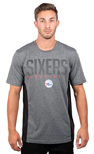 Ultra Game NBA Philadelphia 76ers Mens Active Tee Shirt, Charcoal Heather, Large