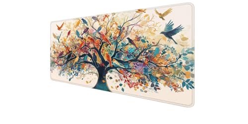 Alfombrilla ratón XXL de 900x400x3mm con diseño de pájaro y base de goma antideslizante