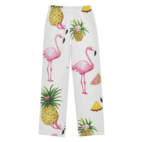 Flamingo Pineapple Boys Long Pants Soft Trousers Elastic Waist Kids Lounge Bottoms with Pockets S-XL