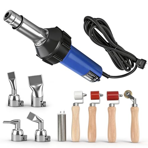 Hot Air Gun PVC Heat Gun Hand Held Plastic Welder heating gun 110V 1600W Vinyl Welding Handheld Plastic Hot Air Heat Gun Welding Torch with Various Rollers & Stainless Steel Nozzles