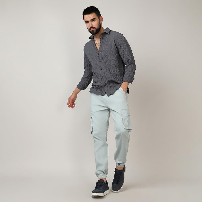 Image of CAHOOT Men's Twisted Crease Shirt for Casual Wear | Spread Collar | Long Sleeve | Button Closure | Shirt Crafted with Comfort Fit for Everyday Wear