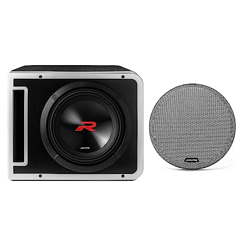 Image of Alpine R2-SB10V Next-Gen 10" R-Series Halo Loaded Sub Enclosure with KTE-10G.3 Grill
