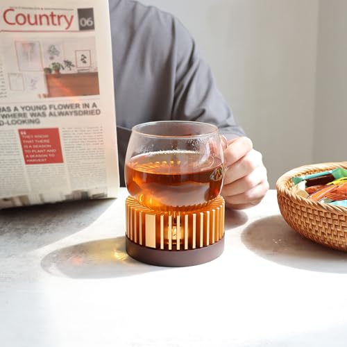 Image of Tea Warmer, Aluminum Alloy & Wood, for Heating Tea Coffee Milk